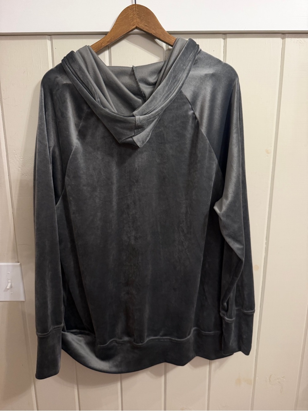 aerie Charcoal Gray Velour Zip-Up Hooded Sweatshirt, Size Large, NWOT - Picture 6 of 8